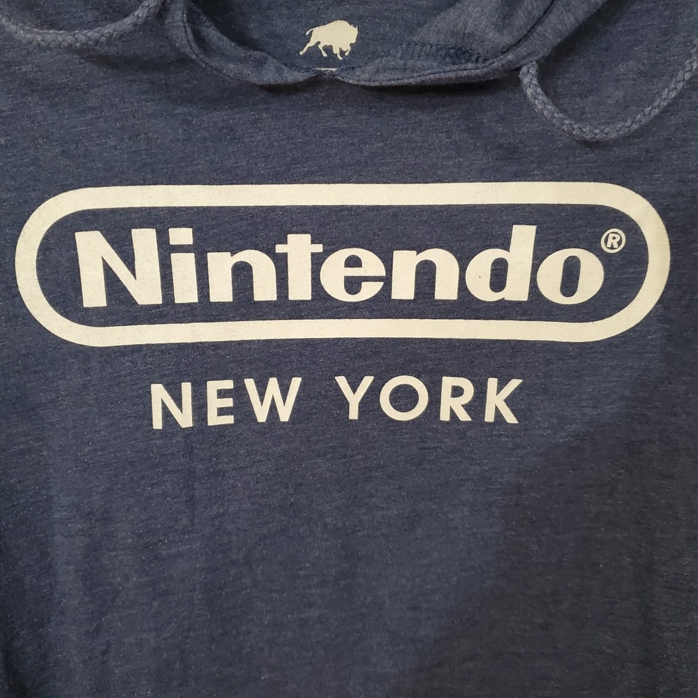 Nintendo New York Logo Hoodie Blue Long Sleeve‎ Lightweight Unisex Gamer - Picture 5 of 9
